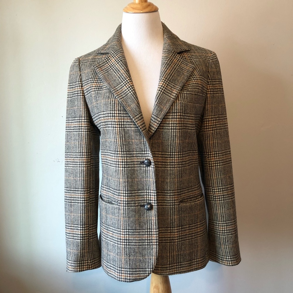 VTG-Sports Galoro-Gray Plaid Blazer- Size Medium